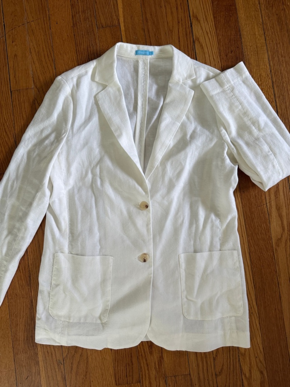 J. McLaughlin White Linen-Blend Two-Button Blazer jacket size Small Resortwear - Picture 2 of 5
